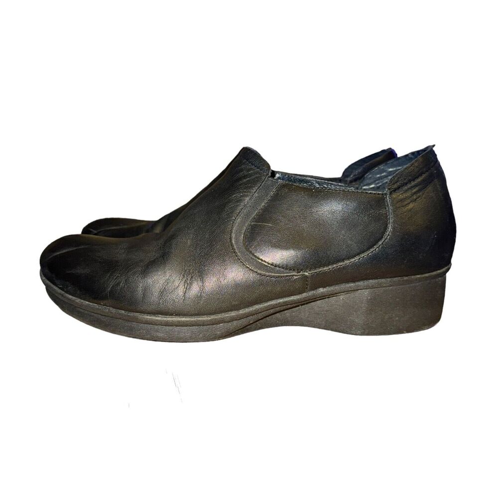 Dansko Lynn Slip On Comfort Shoes Women's Size 11.5 Black Leather Wedge